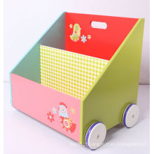 Kids Mobiliário Livro de madeira Container Toy Box Caixa de armazenamento com rodas